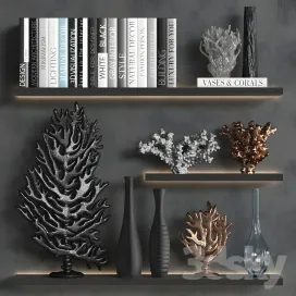 Decorative of coral books vases